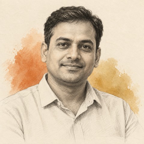 Illustrative pencil sketch of fictional demo profile Rohan